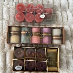 Capri candles set/3 votives with glass holders & short pillars. NWT❣️